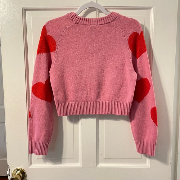 Pink & Red Cropped Heart Sweater - Picture 4 of 4